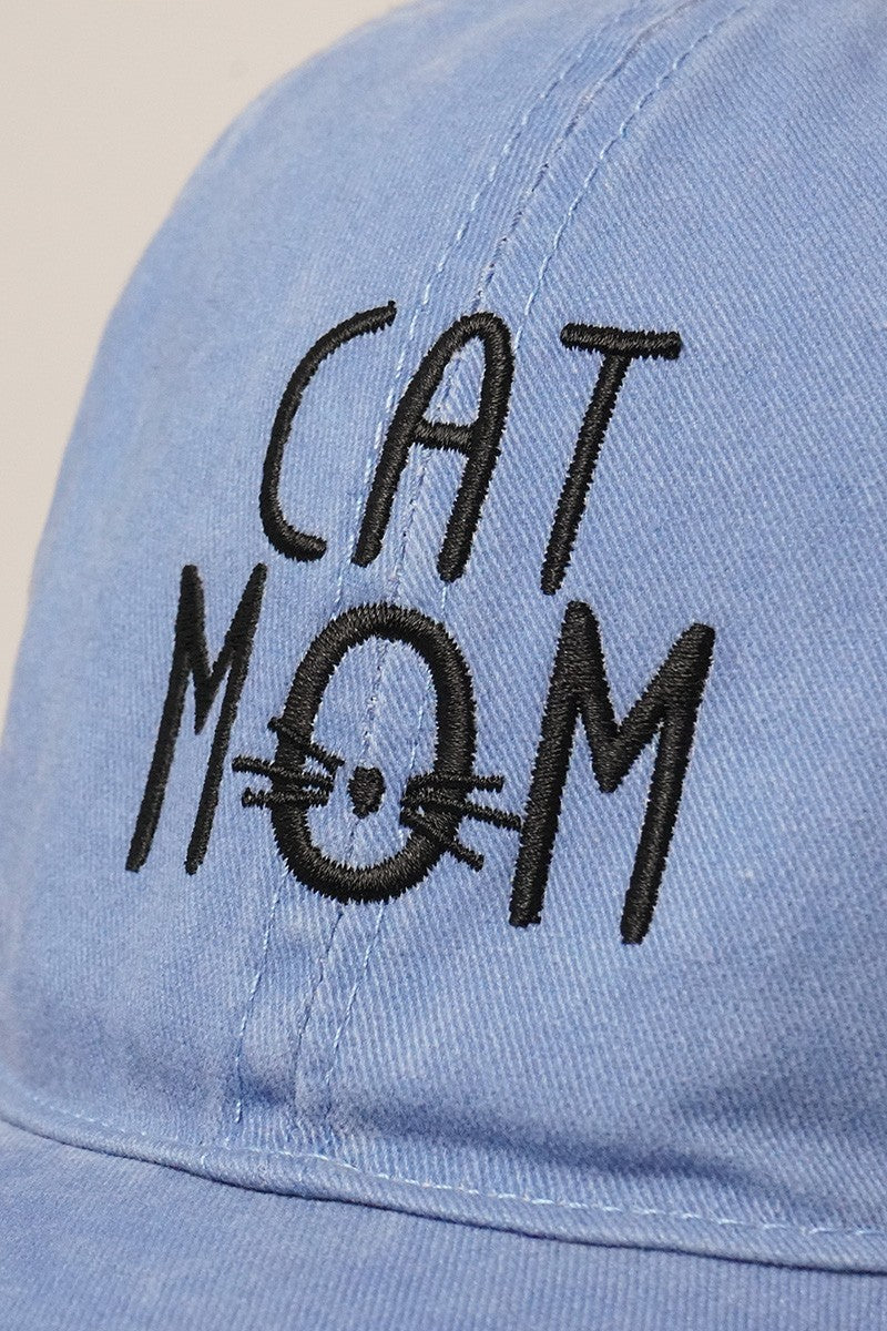 Cat Mom Embroidered Baseball Cap (denim)