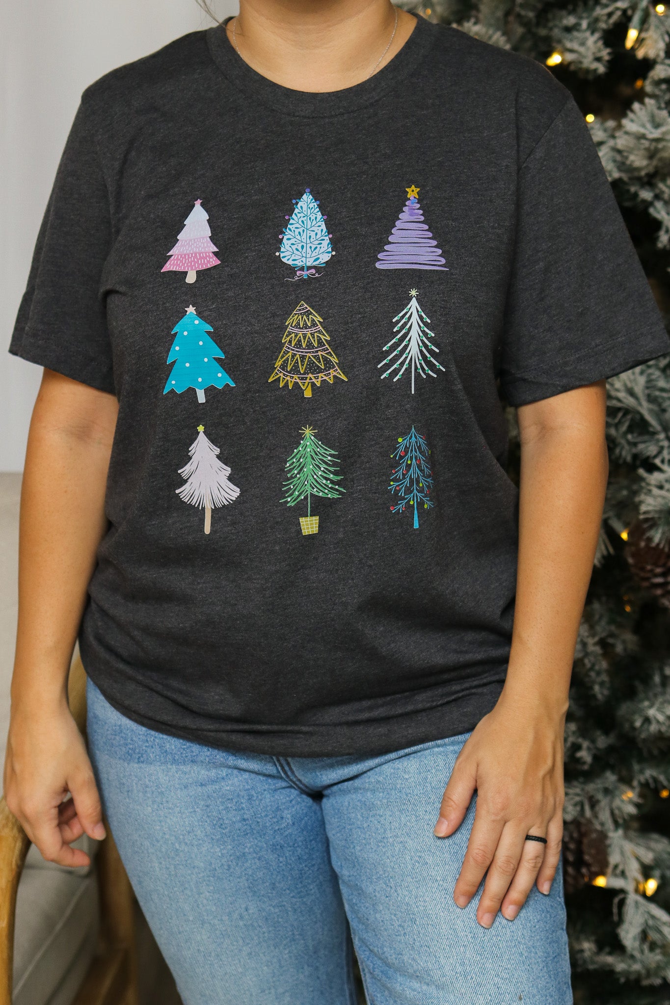 Girly Christmas Trees Graphic Tee