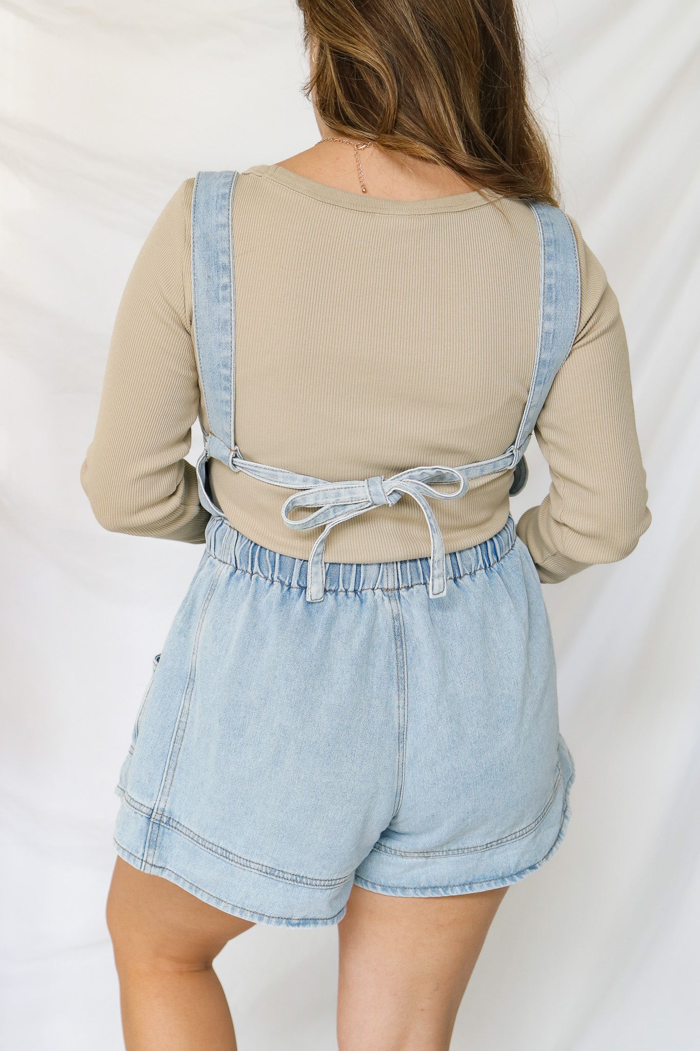 Flower Picking Denim Short Overalls