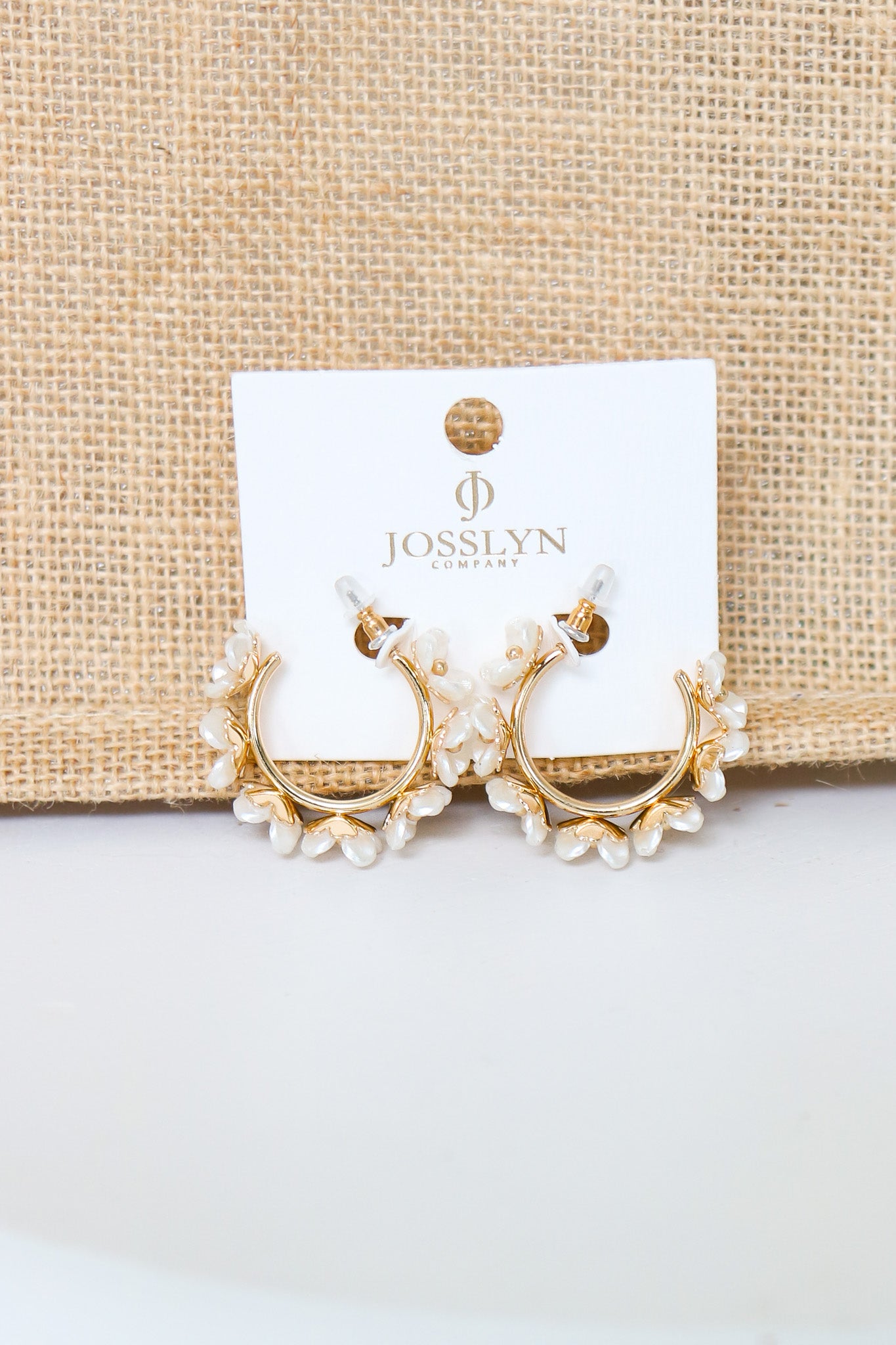 Acrylic Pearl Flower Hoop Earrings