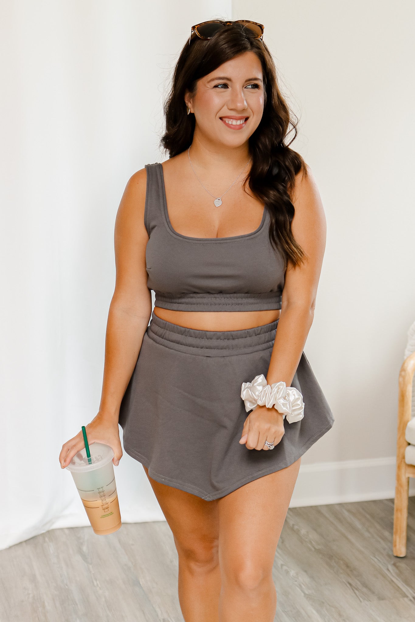 Catching Flights Skort Set (charcoal)