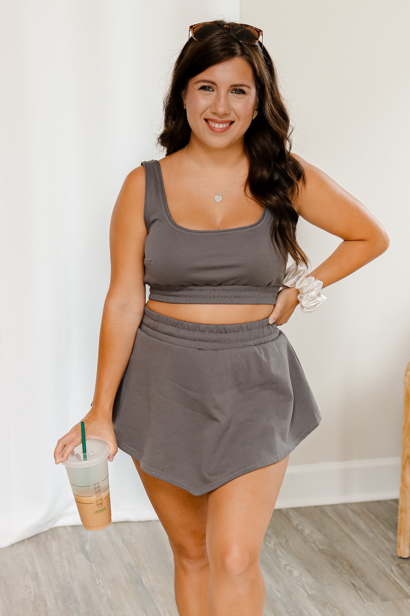 Catching Flights Skort Set (charcoal)