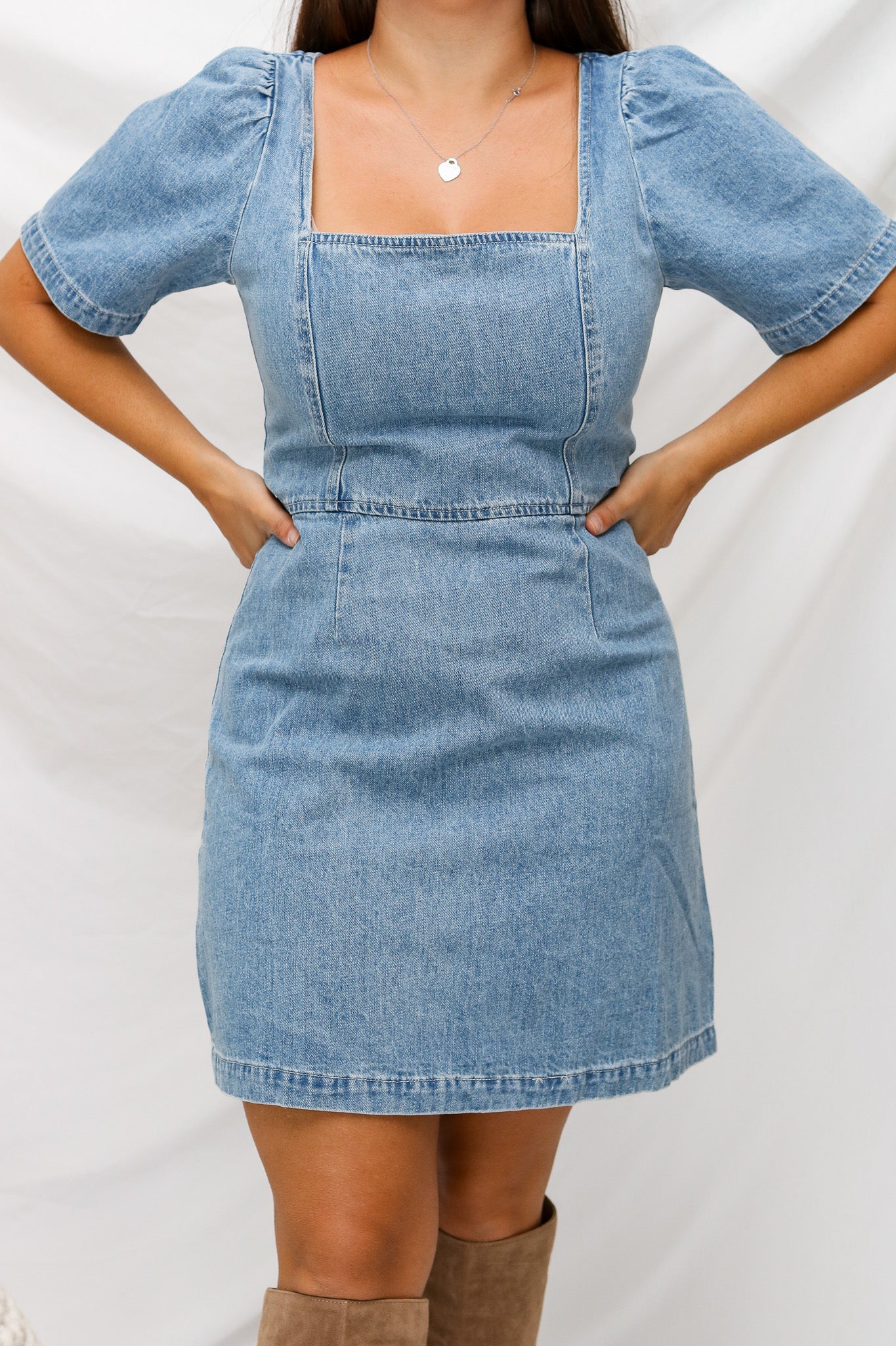 Take A Minute Denim Dress