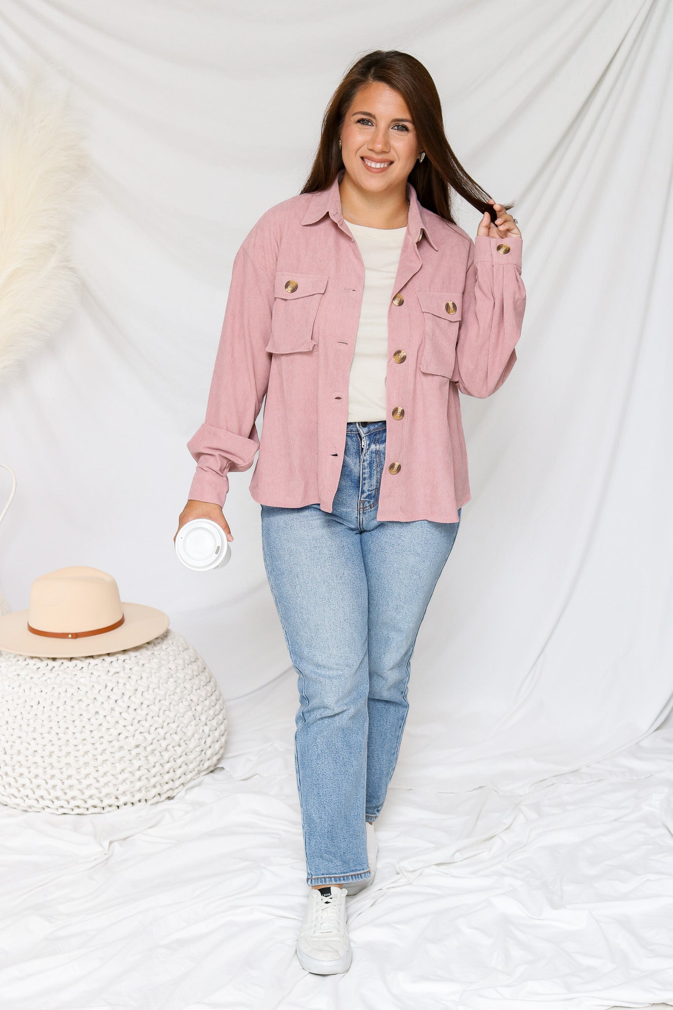 Perfectly Pink Corduroy Shacket