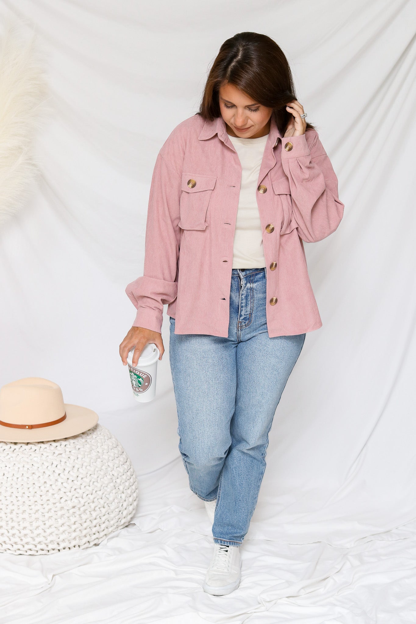 Perfectly Pink Corduroy Shacket