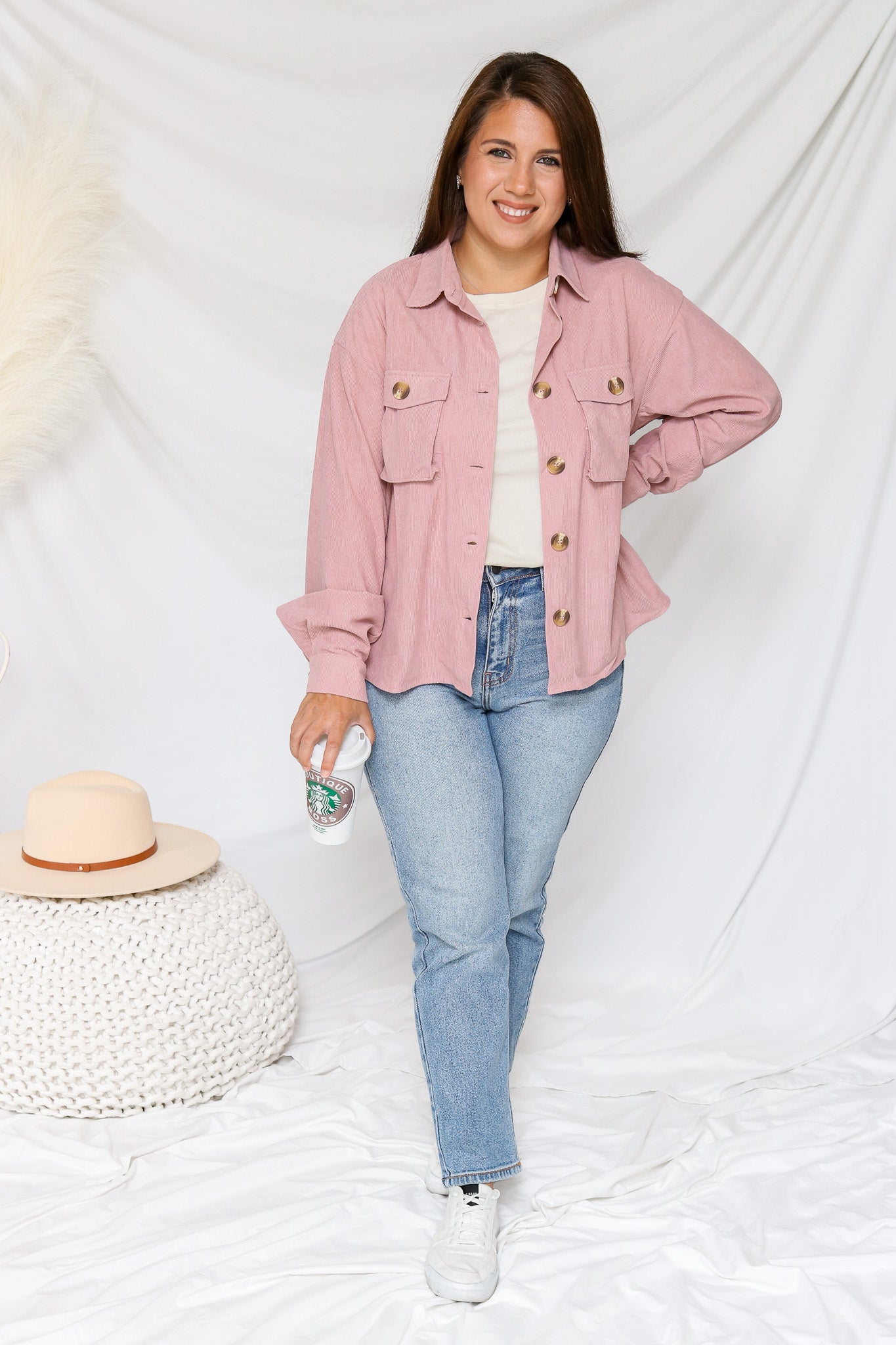 Perfectly Pink Corduroy Shacket