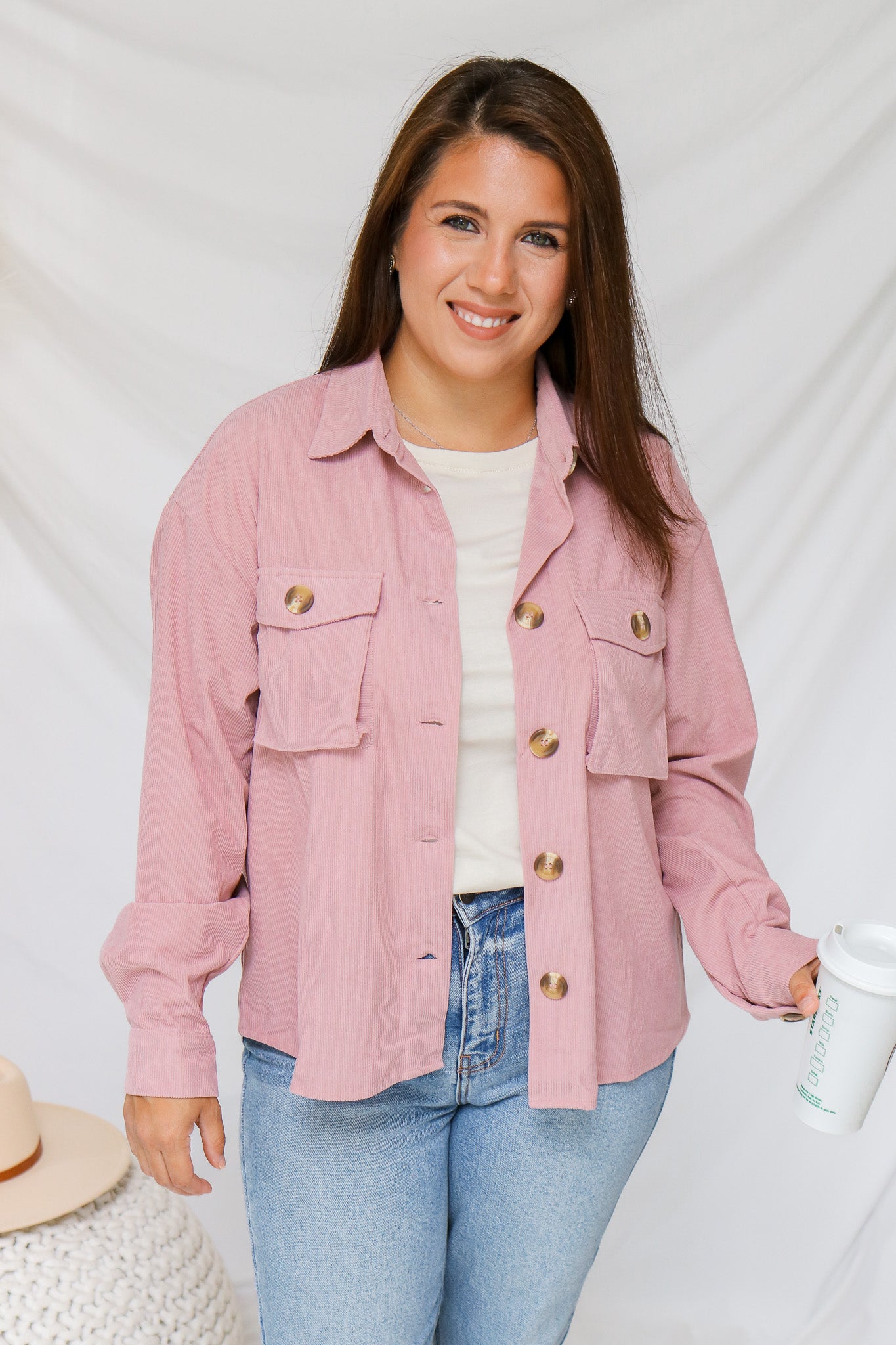 Perfectly Pink Corduroy Shacket