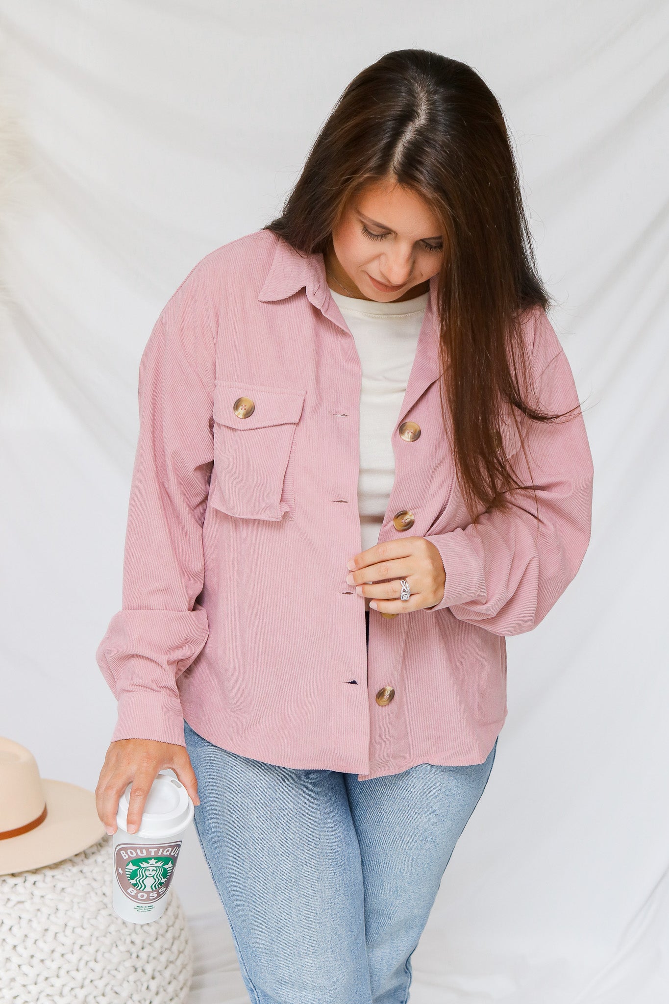 Perfectly Pink Corduroy Shacket