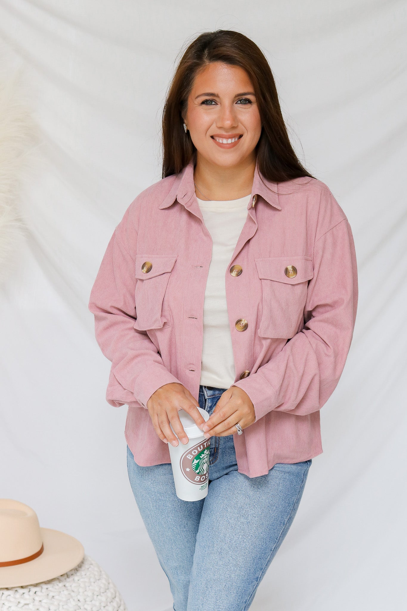 Perfectly Pink Corduroy Shacket