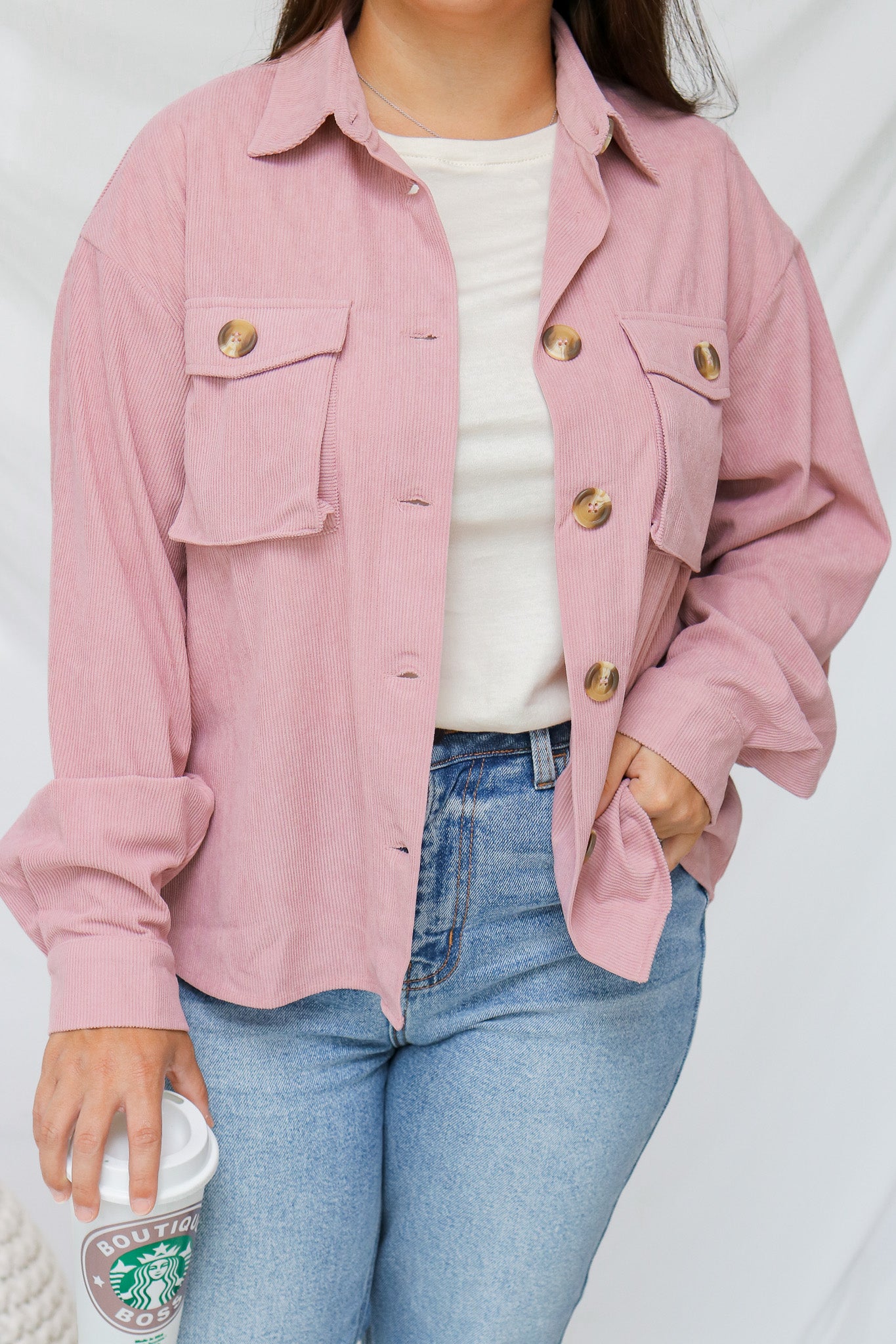 Perfectly Pink Corduroy Shacket