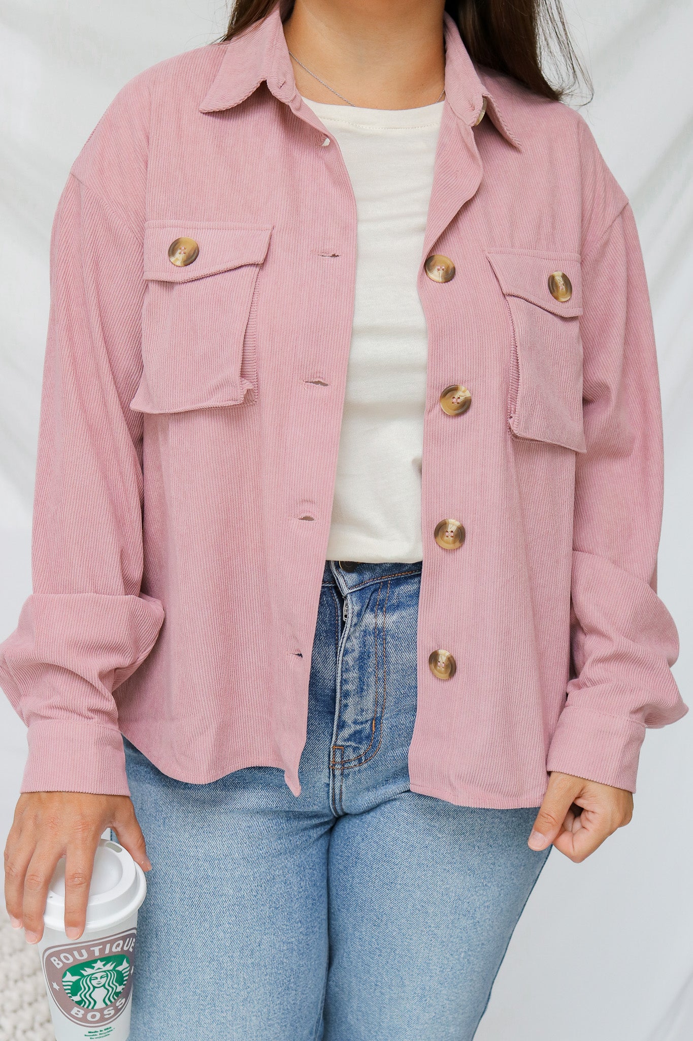 Perfectly Pink Corduroy Shacket