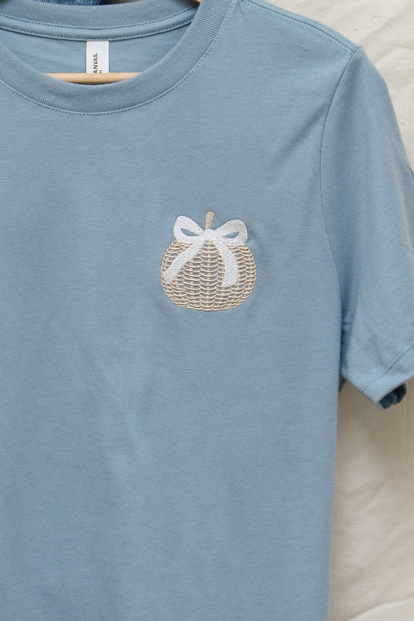 Woven Pumpkin Embroidered Top