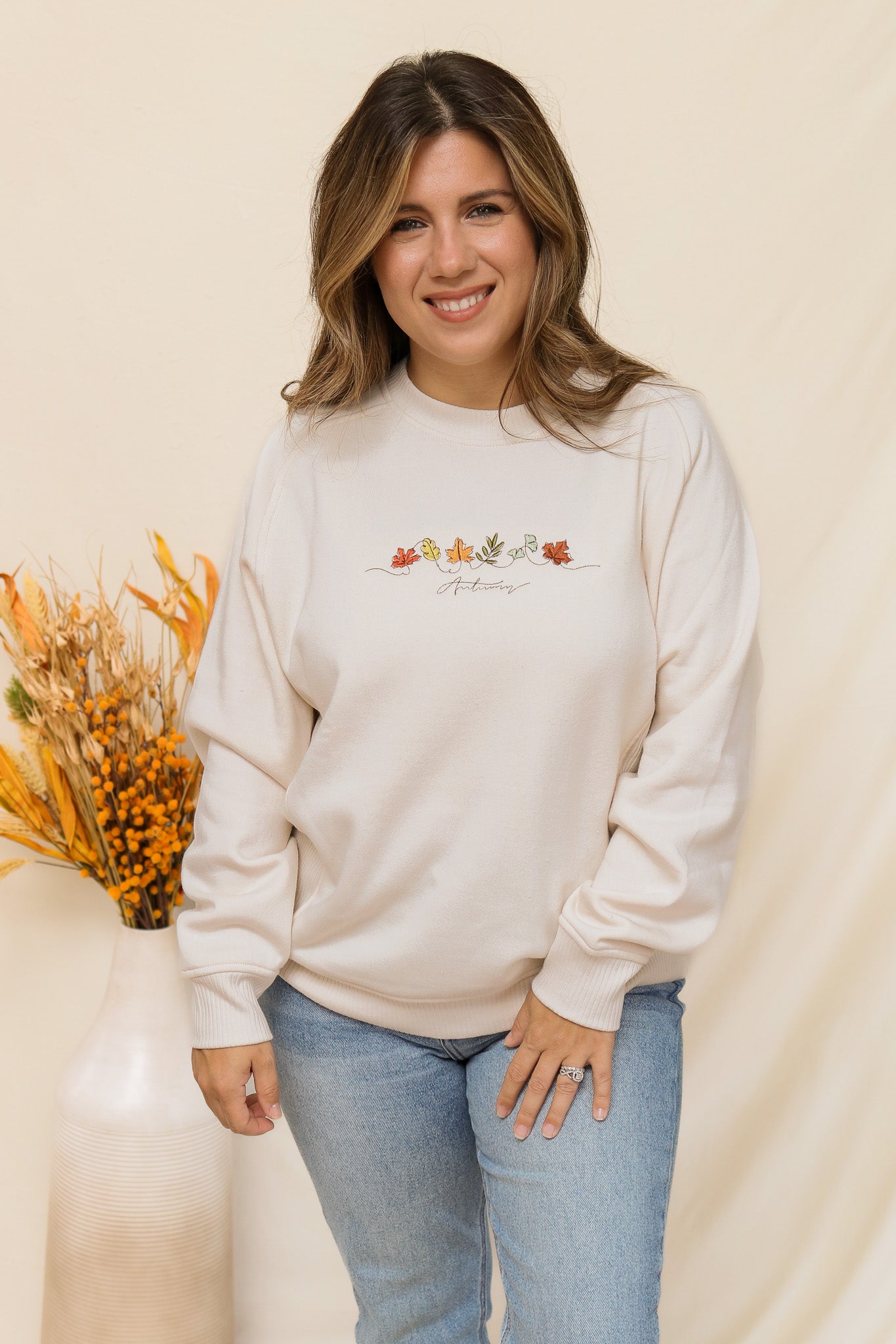 Autumn Leaves Embroidered Sweatshirt