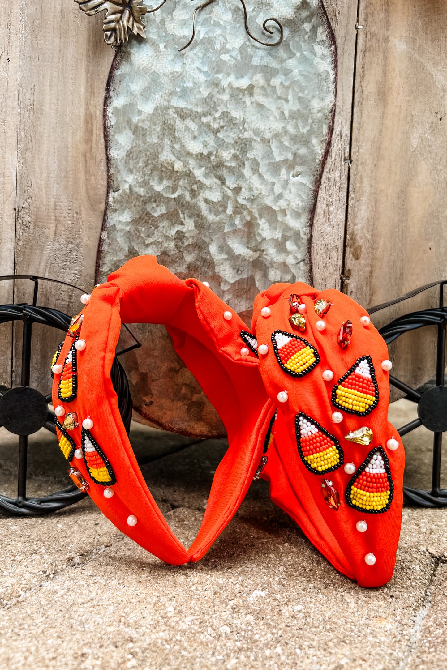 Candy Corn Beaded Knot Headband