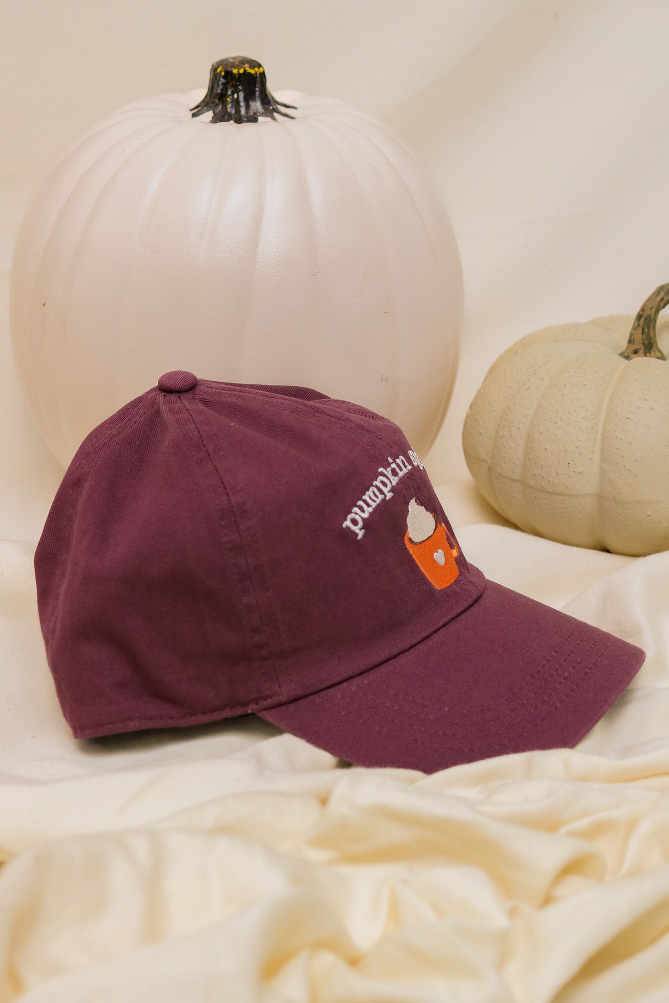 Pumpkin Spice Embroidered Baseball Cap (Plum)