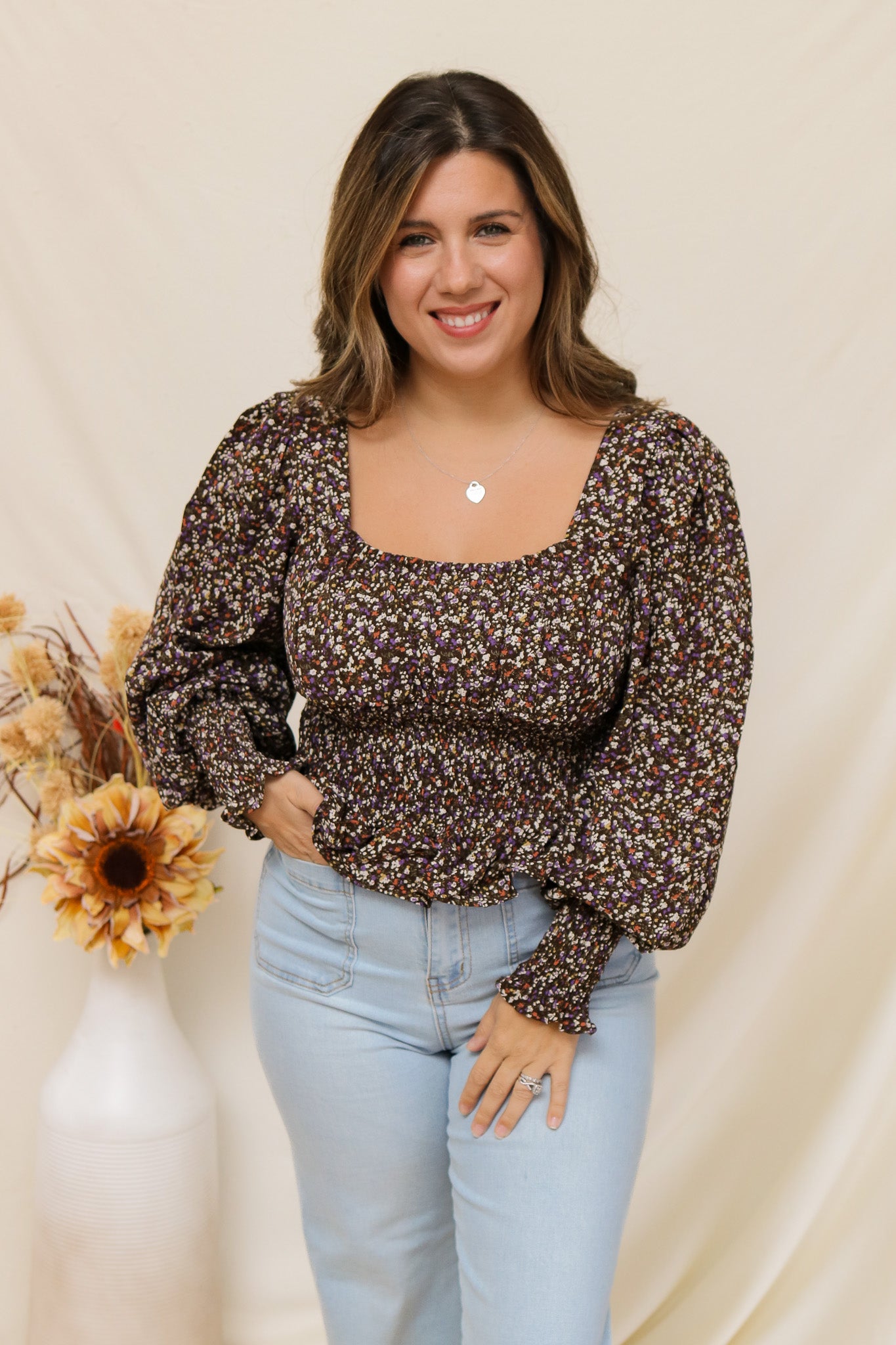 Fall Florals Brown Top