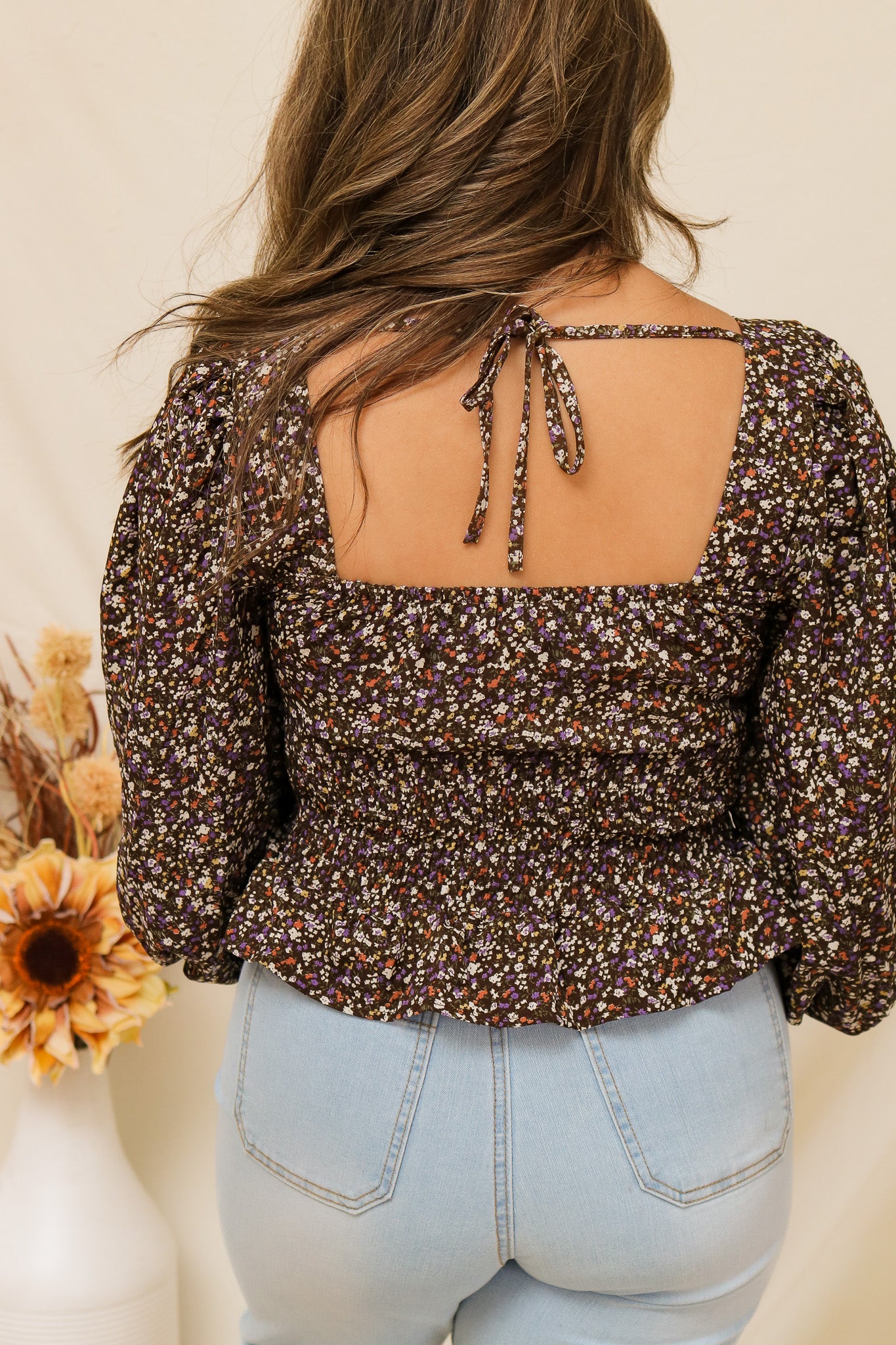 Fall Florals Brown Top