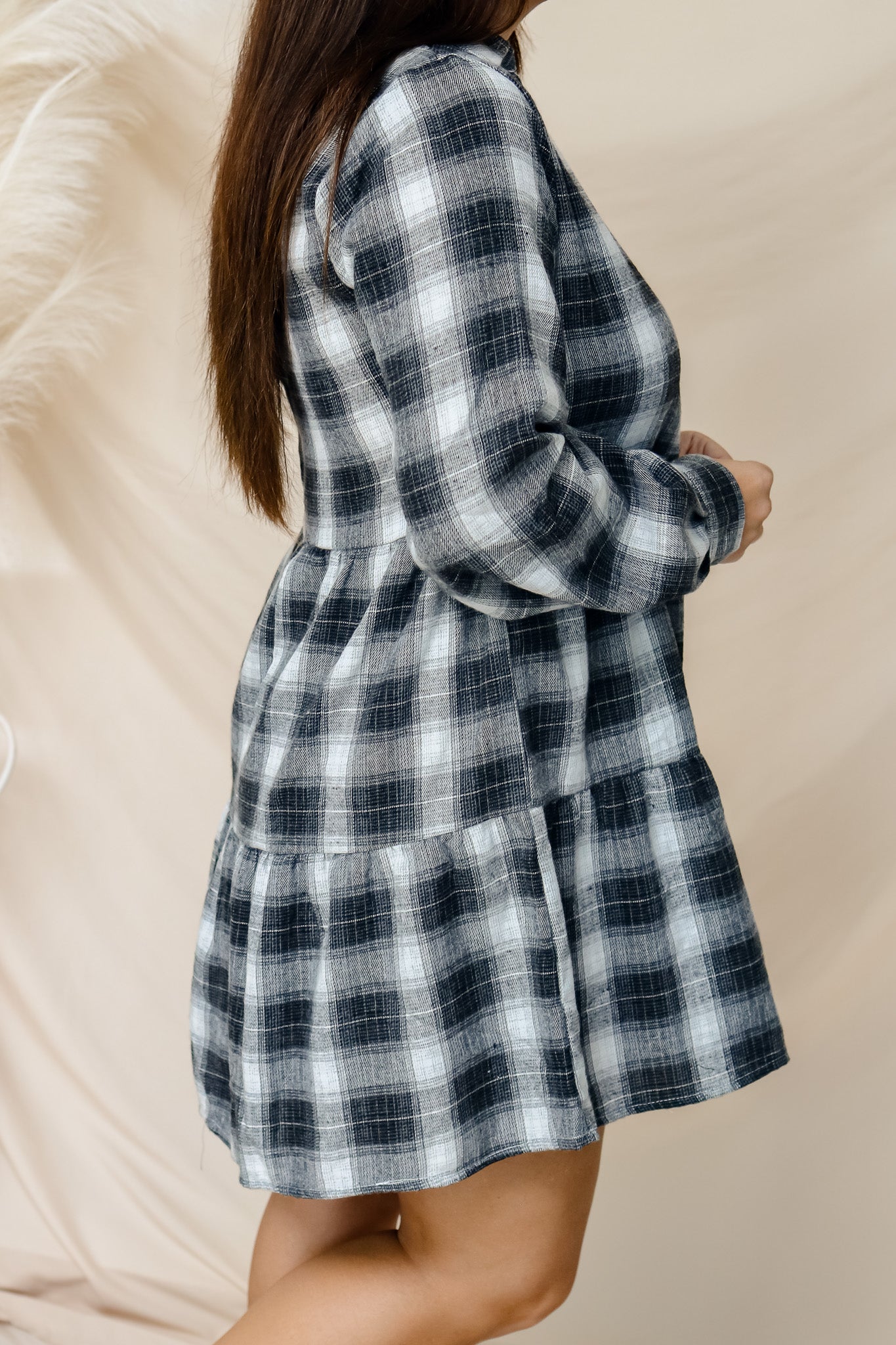 Remember Tonight Plaid Babydoll Dress (black)