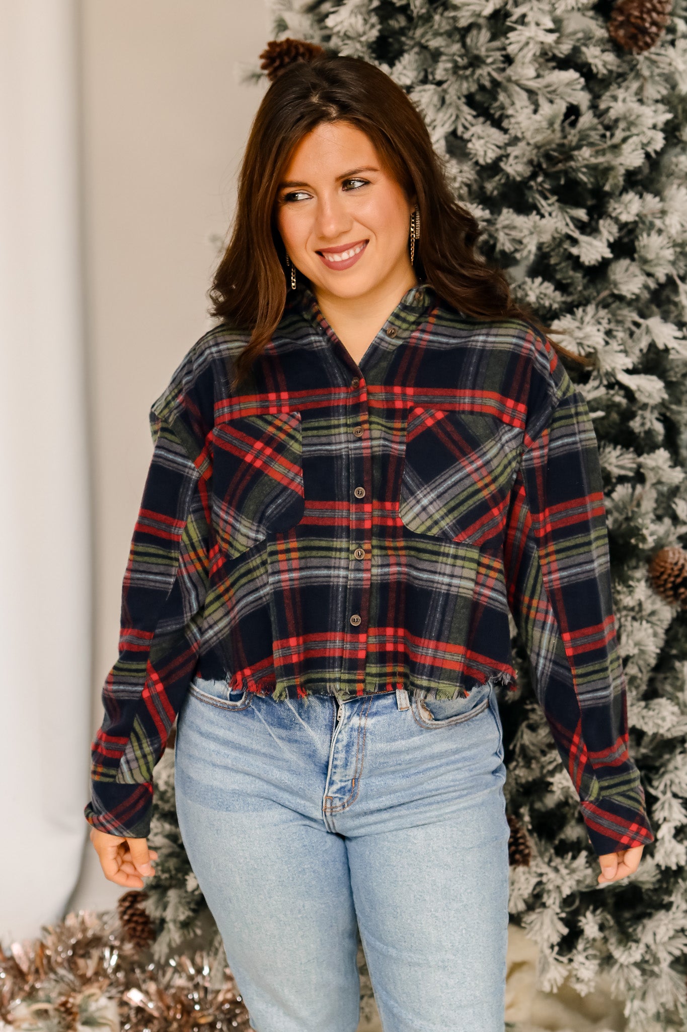 Sipping Hot Cocoa Plaid Top