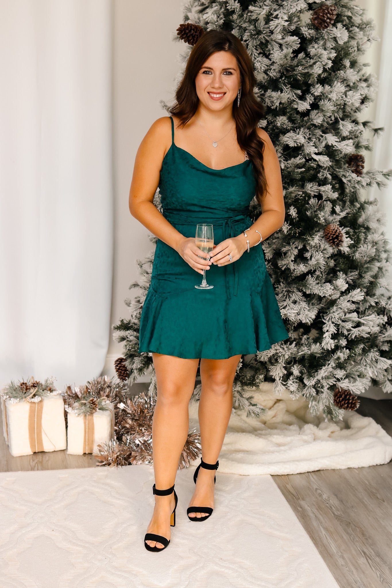 Special Occasion Green Satin Dress
