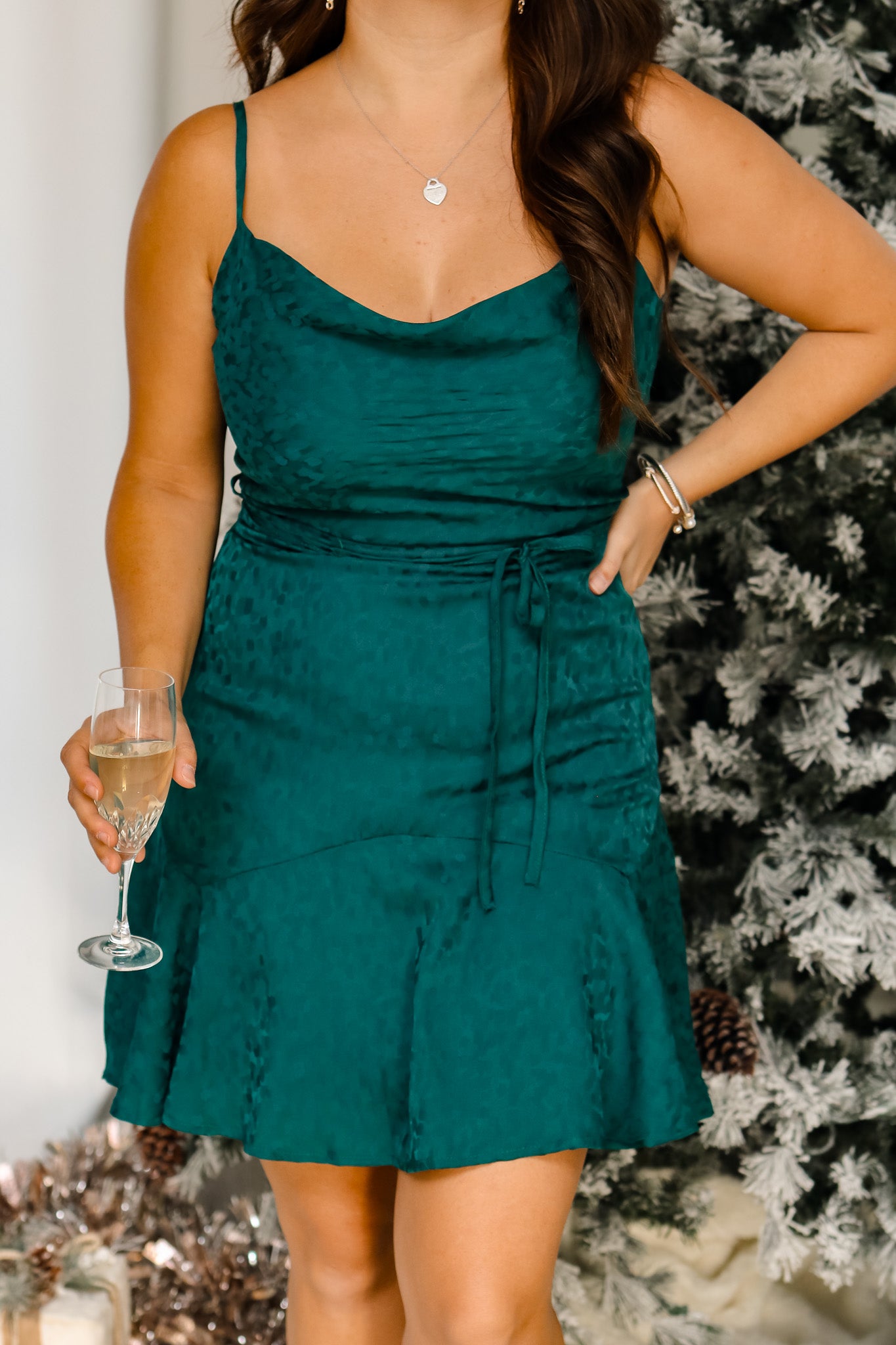 Special Occasion Green Satin Dress