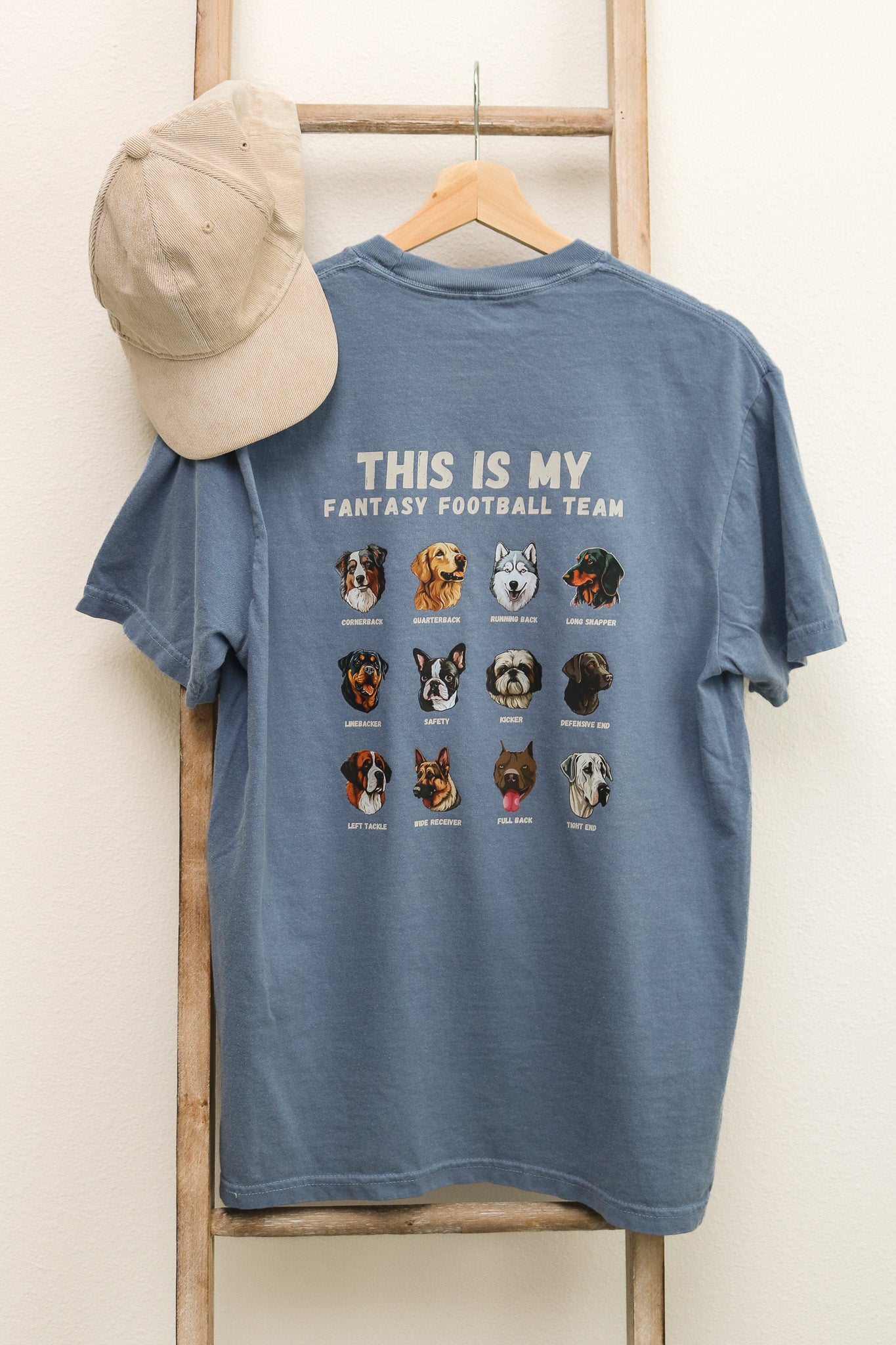 Dog Fantasy Football Short Sleeve Graphic Tee (blue)