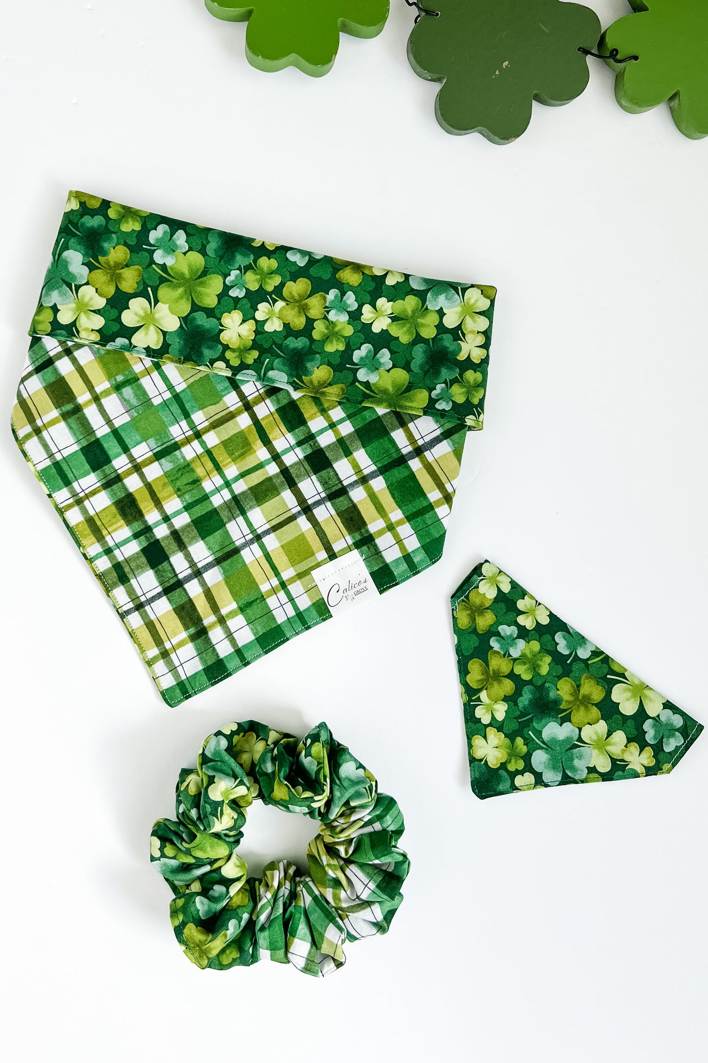 Shamrocks And Plaid Reversible Bandana