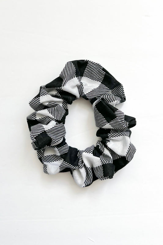 Black And White Plaid Scrunchie