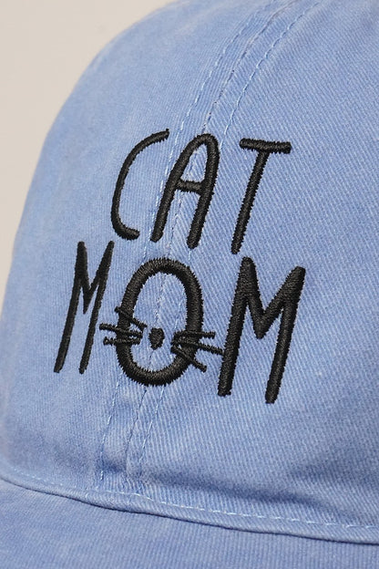 Cat Mom Embroidered Baseball Cap (denim)