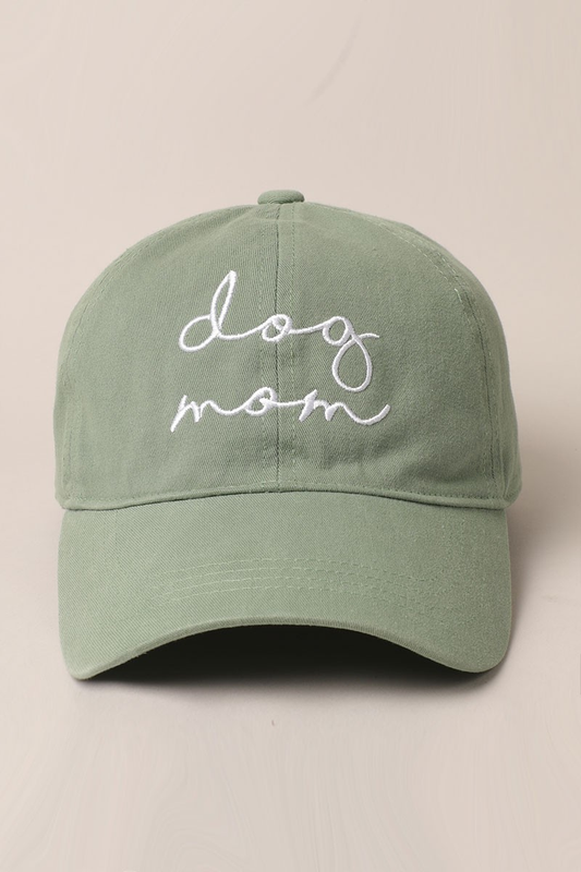 Dog Mom Embroidered Baseball Cap (sage)