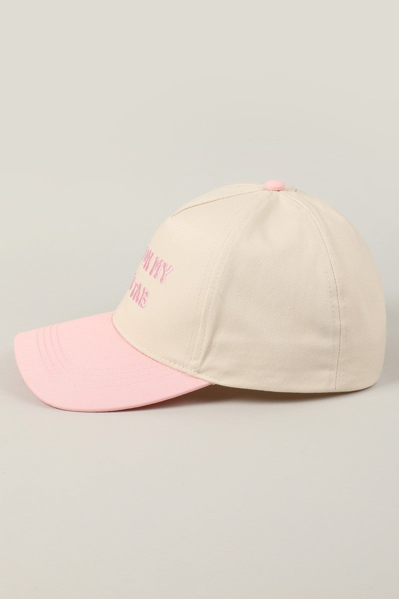 Put It On My Dad's Tab Embroidered Trucker Hat (pink)