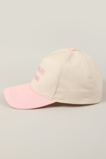Put It On My Dad's Tab Embroidered Trucker Hat (pink)