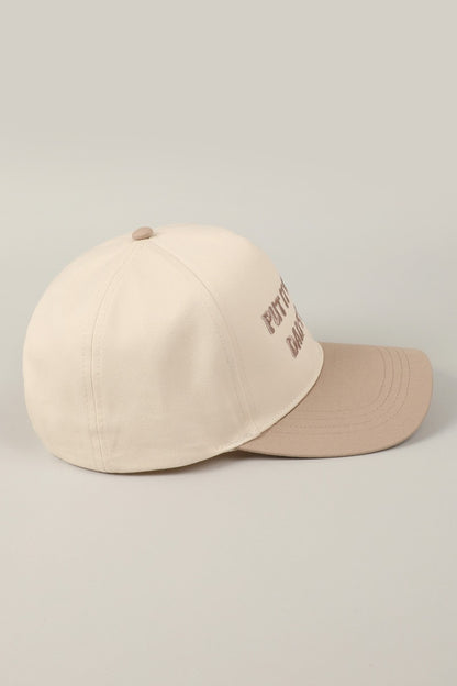 Put It On My Dad's Tab Embroidered Trucker Hat (beige)