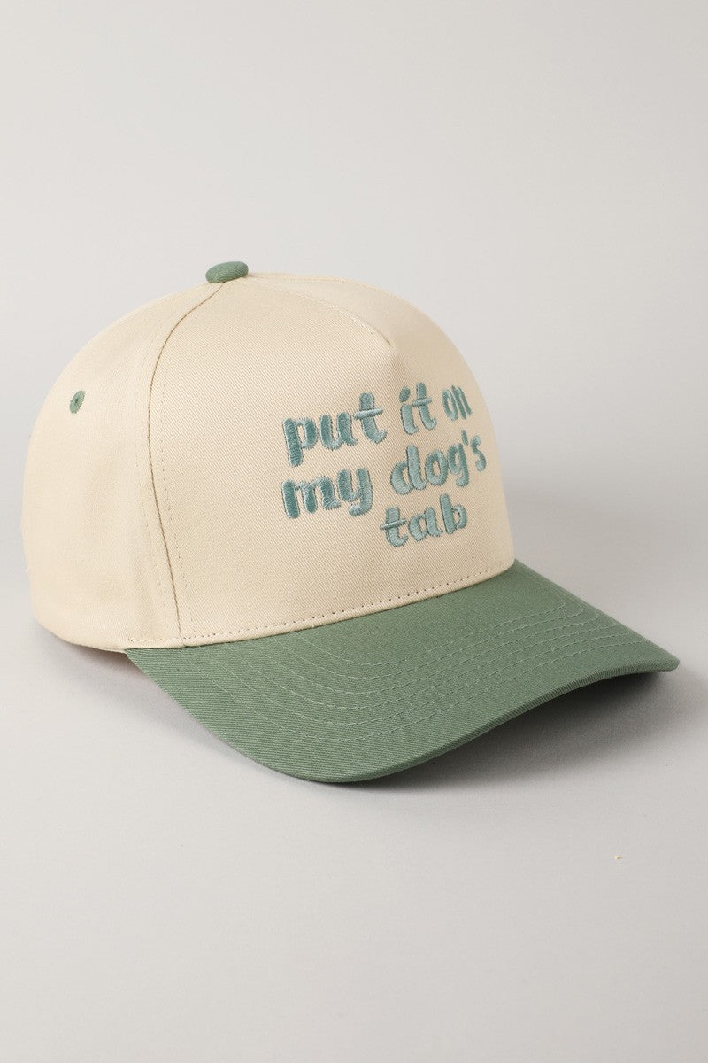Put It On My Dog's Tab Embroidered Trucker Hat (sage)