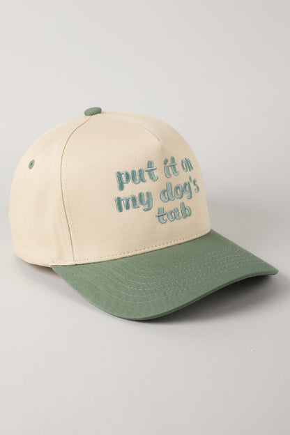 Put It On My Dog's Tab Embroidered Trucker Hat (sage)