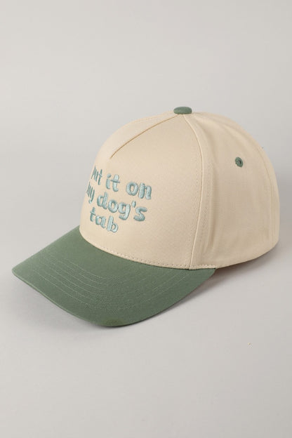 Put It On My Dog's Tab Embroidered Trucker Hat (sage)