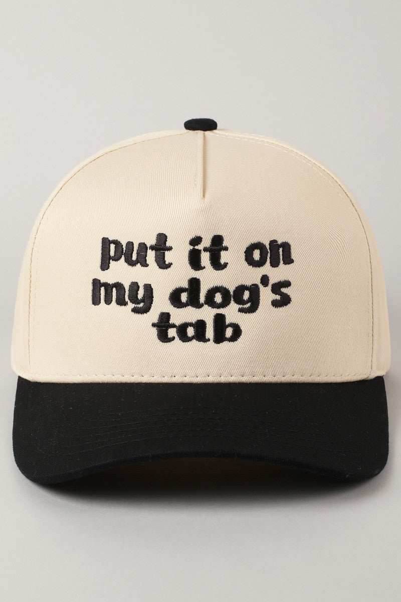Put It On My Dog's Tab Embroidered Trucker Hat (black)
