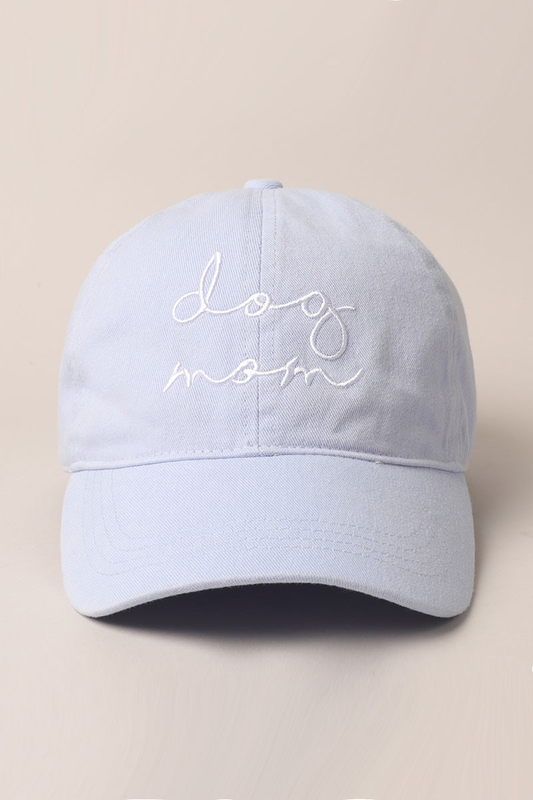 Dog Mom Embroidered Baseball Cap (light blue)