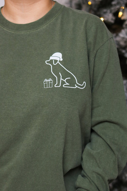 Dog Sleigh Team Long Sleeve Graphic Tee (olive)