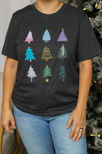 Girly Christmas Trees Graphic Tee