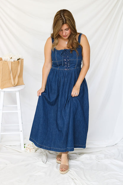Garden Party Denim Midi Dress