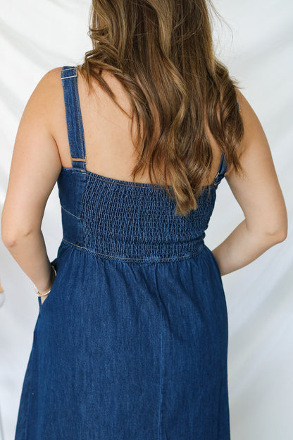 Garden Party Denim Midi Dress
