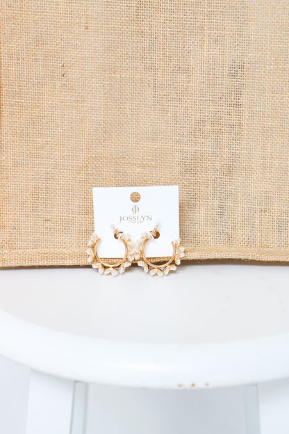 Acrylic Pearl Flower Hoop Earrings
