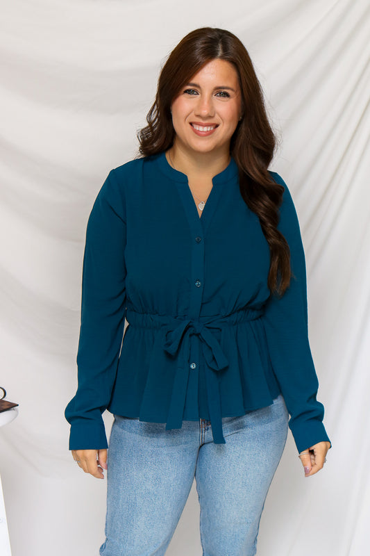 Everyday Chic Tie Front Top (teal)