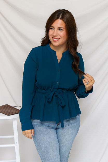 Everyday Chic Tie Front Top (teal)