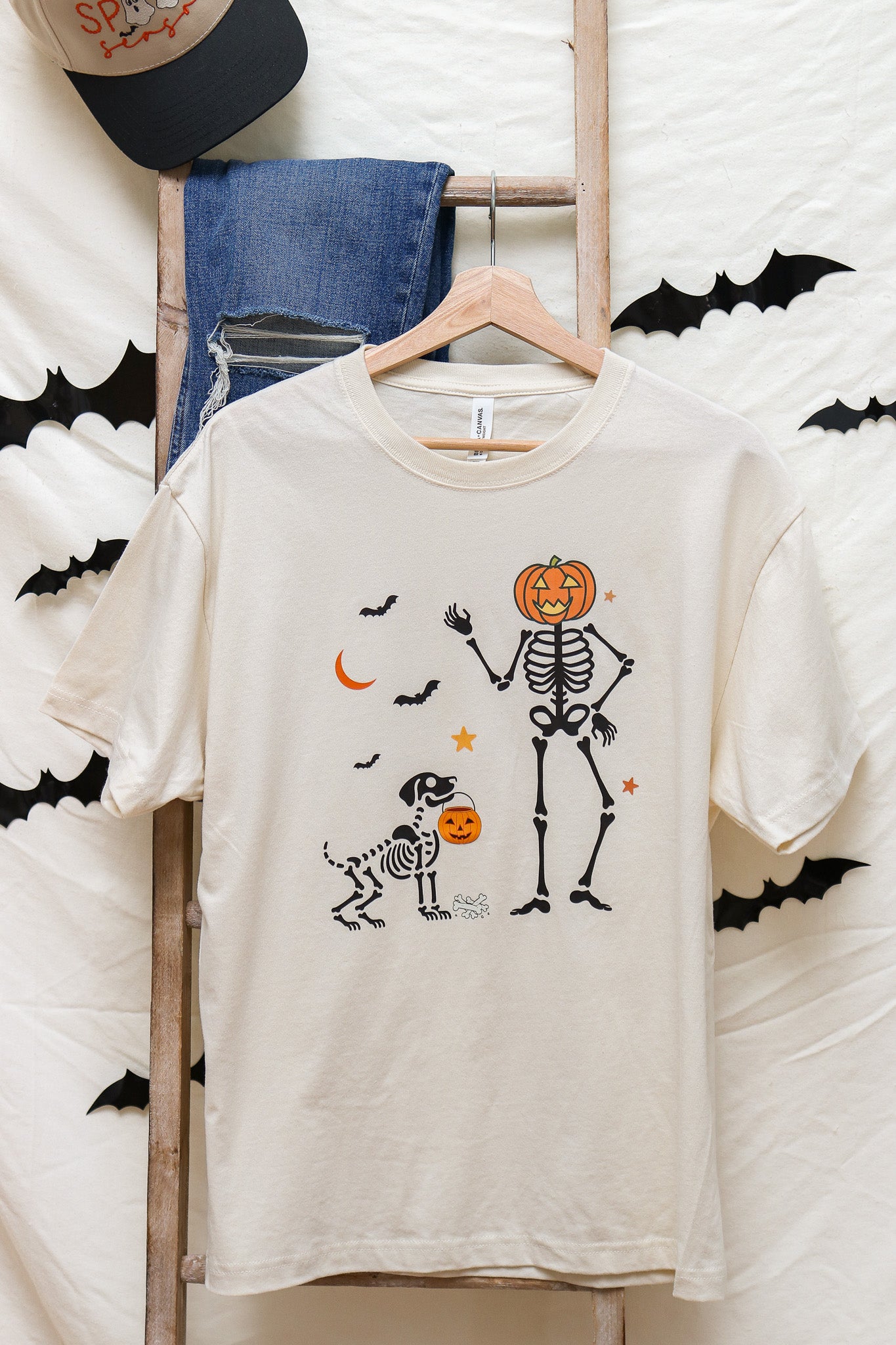 Dog And Human Skeleton Graphic Tee