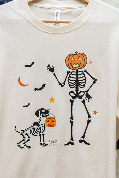 Dog And Human Skeleton Graphic Tee