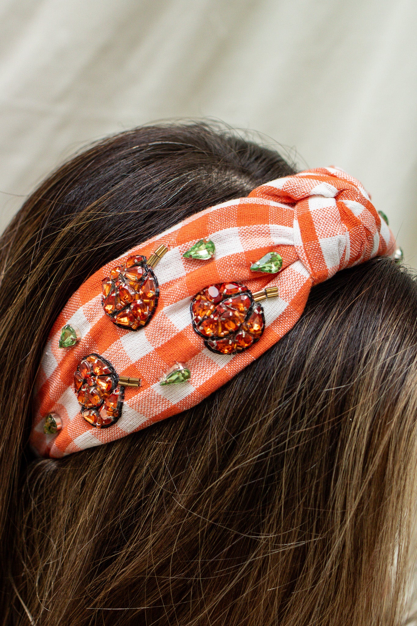 Pumpkin Plaid Orange Knot Headband