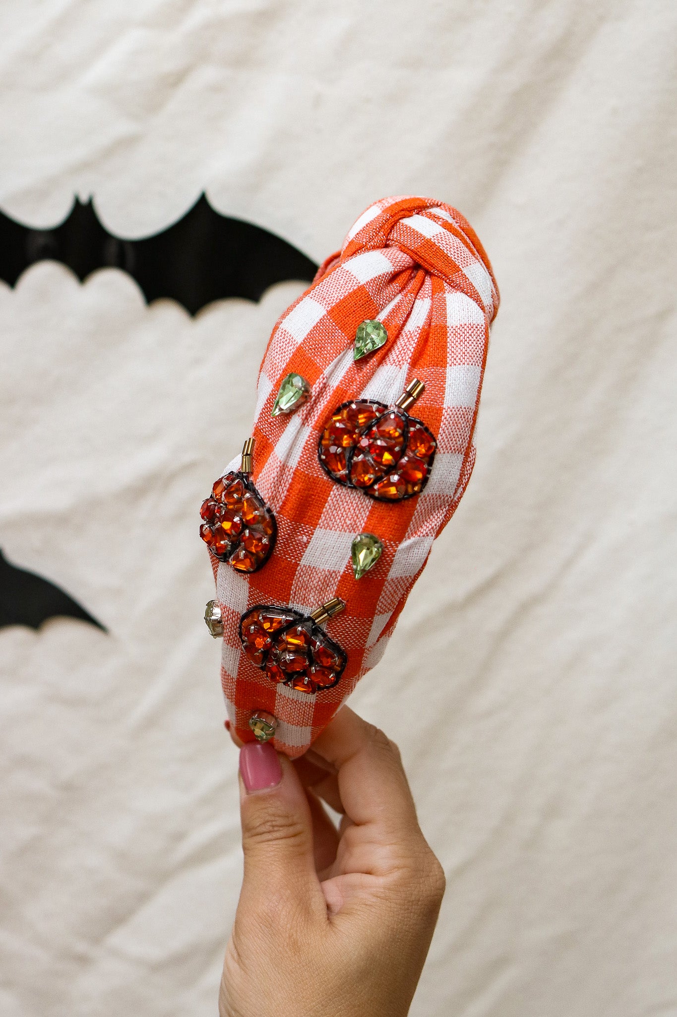 Pumpkin Plaid Orange Knot Headband