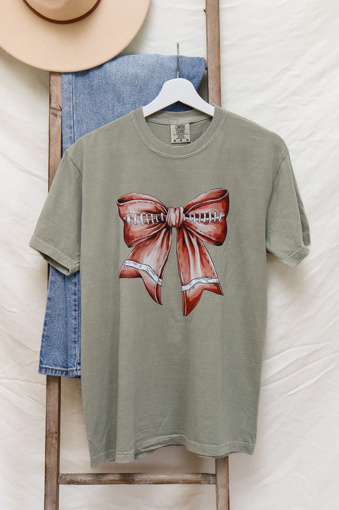 Football Bow Graphic Tee (sandstone)